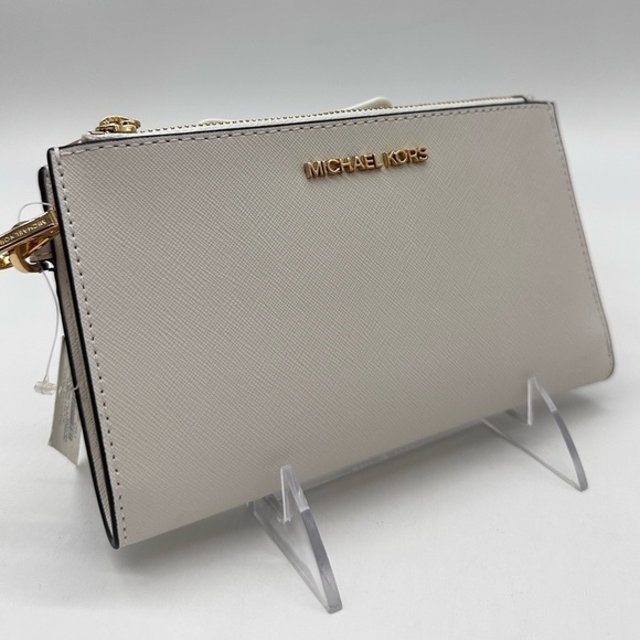 Michael Kors Large Double Zip Wallet Wristlet White - Picture 3 of 11